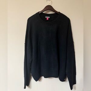 Vince Camaro  NWT Exposed Seam Black Crewneck Knit Sweater Boxy Fit